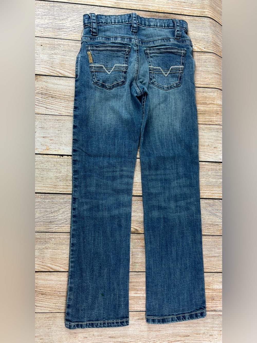 Cinch Western Boys Slim Fit Bootcut Medium Stone Denim Blue Jeans Size 12